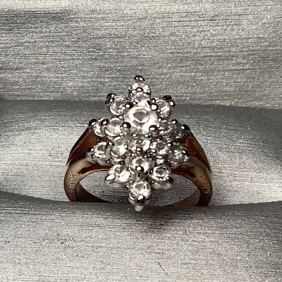 Vintage Evening rhinestone and gold plate ring - Picture 1 of 6